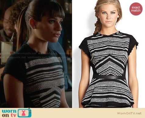 Rebecca Taylor Tweed Peplum Top worn by Lea Michele on Glee