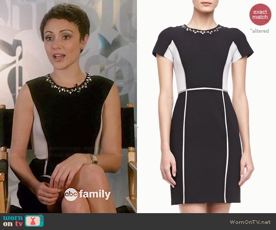 Rebecca Taylor Two-Tone Crepe Dress worn by April Carver (Italia Ricci) on Chasing Life