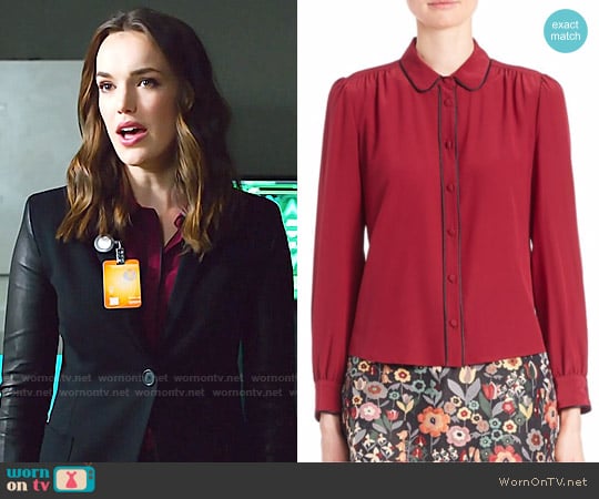 RED Valentino Silk Pleated Button Blouse worn by Jemma Simmons (Elizabeth Henstridge) on Agents of SHIELD