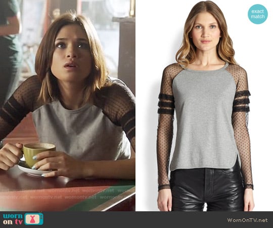 RED Valentino Jersey Contrast Baseball Tee worn by Heather Chandler (Nicole Gale Anderson) on Beauty and the Beast