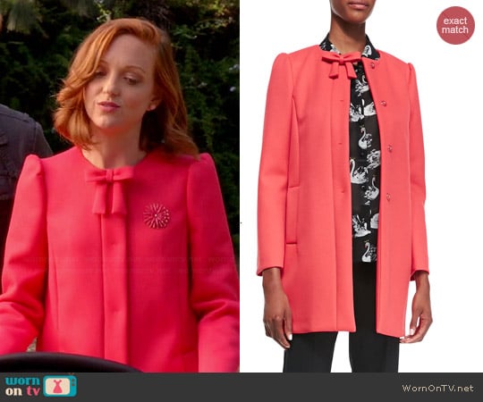 RED Valentino Hidden Placket Scuba Topper with Bow worn by Emma Pillsbury on Glee