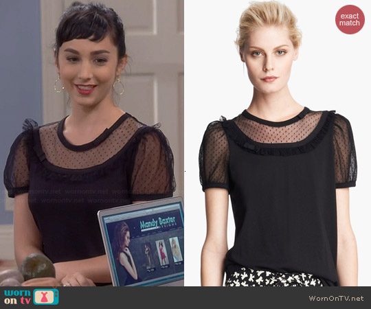 RED Valentino Lace Inset Jersey Tee worn by Molly Ephraim on Last Man Standing