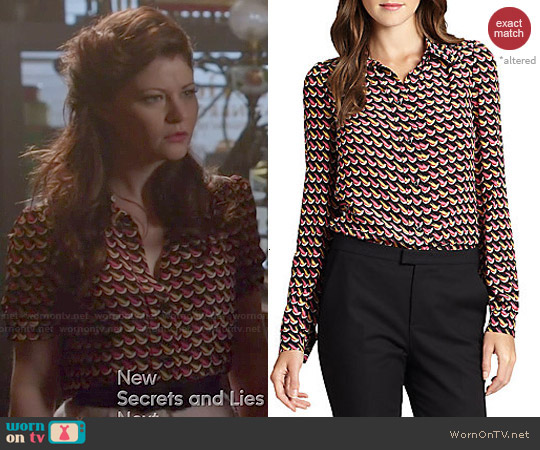 Red Valentino Little Birds Print Blouse worn by Belle (Emilie de Ravin) on Once Upon A Time