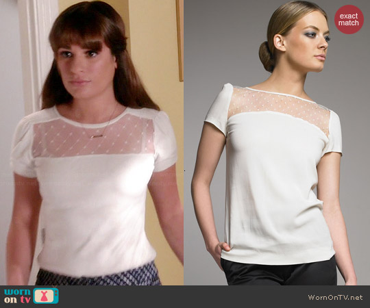 RED Valentino Point-d'Esprit Yoke Blouse worn by Lea Michele on Glee