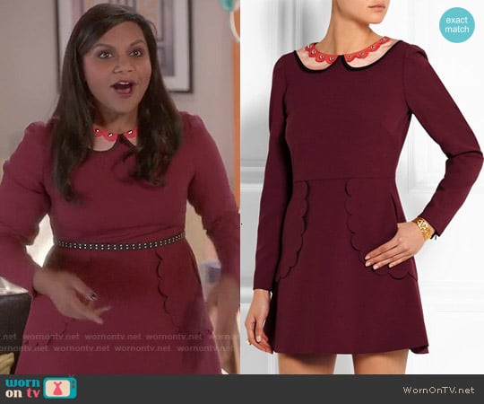 RED Valentino Studded Stretch Cady Mini Dress worn by Mindy Lahiri (Mindy Kaling) on The Mindy Project