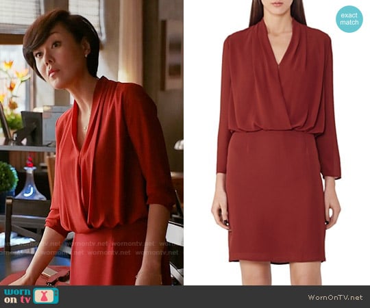 Reiss Blue Wrap Top Dress worn by Karen Rhodes (Yunjin Kim) on Mistresses