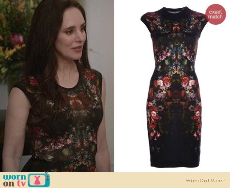 Revenge Fashion: Alexander McQueen tapestry print pencil dress worn by Madeleine Stowe