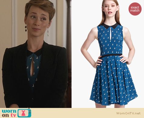 Fashion of Revenge: Band of Outsiders Blue Sailboat Dress worn by Karine Vanasse