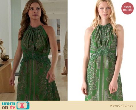 Revenge Fashion: Derek Lam Halter dress in green worn by Emily VanCamp