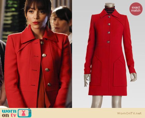 Revenge Fashion: Gucci Patchpocket red coat worn by Ashley Madekwa