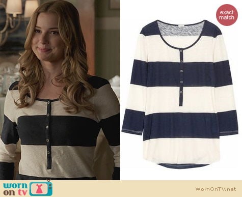 Fashion of Revenge: J. Crew Rugby Striped Henley Top worn by Emily Vancamp