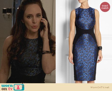 Fashion of Revenge: Michael Kors Blue Camouflage Jacquard Dress worn by Madeleine Stowe