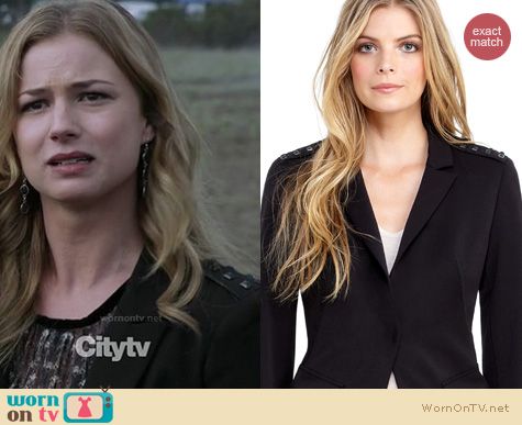 Revenge Fashion: Rachel Roy black studded blazer worn by Emily VanCamp