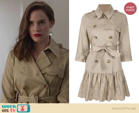 Revenge Fashion: RED Valentino embroidered trench coat worn by Christa Allen