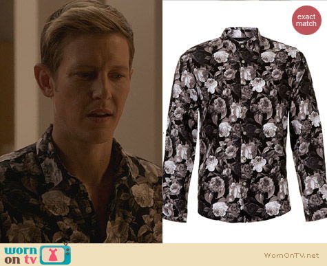 Revenge Fashion: Topman Black Rose Print Smart Shirt worn by Gabriel Mann