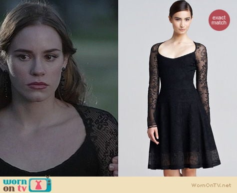 Revenge Fashion: Zac Posen long sleeve lace-jacquard dress worn by Charlotte Grayson