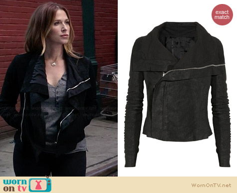 Rick Owens Blister Washed Biker Jacket worn by Poppy Montgomery on Unforgettable