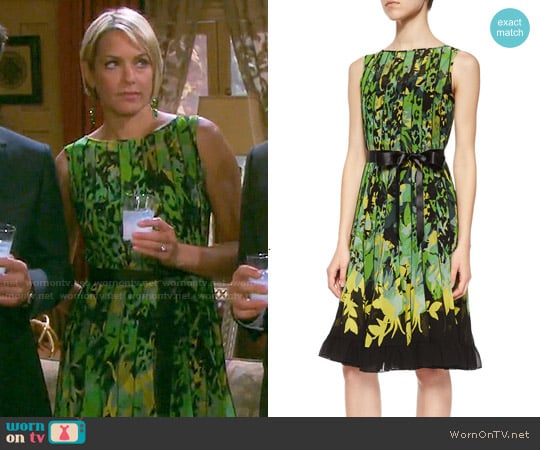 Rickie Freeman for Teri Jon Sleeveless Floral Pintucked Dress worn by Nicole Walker (Arianne Zucker) on Days of our Lives