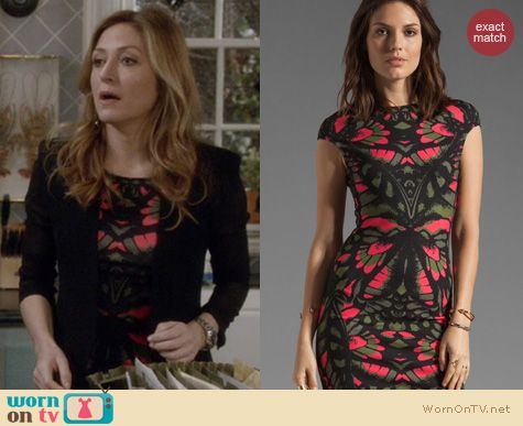 Rizzoli & Isles Fashion: Alexander McQueen Butterfly Camouflage dress worn by Sasha Alexander