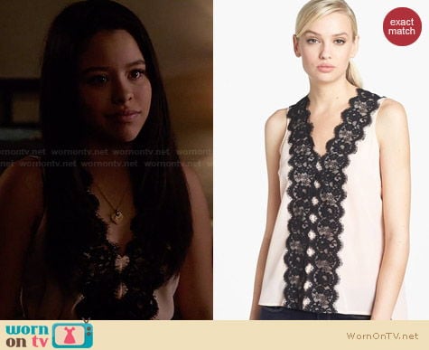 Robbi & Nikki Lace Trim Top worn by Cierra Ramirez on The Fosters