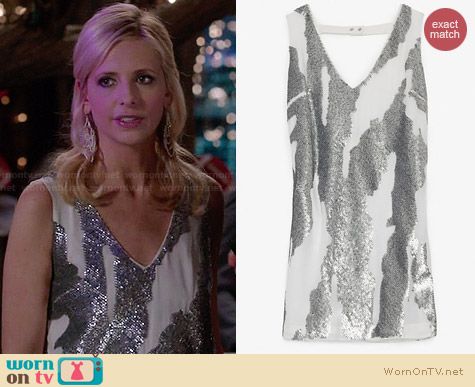 Robert Rodriguez Distressed Sequin Mini Dress worn by Sarah Michelle Gellar on The Crazy Ones