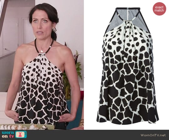 Roberto Cavalli Animal Print Halter Top worn by Lisa Edelstein on GG2D