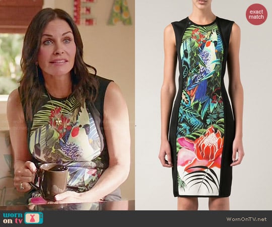 Roberto Cavalli Jungle Print Fitted Dress worn by Jules Cobb (Courtney Cox) on Cougar Town