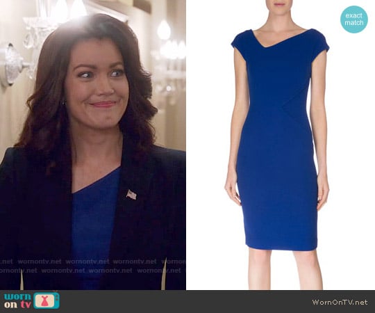 Roland Mouret Cap-Sleeve V-Neck Sheath Dress worn by Mellie Grant (Bellamy Young) on Scandal