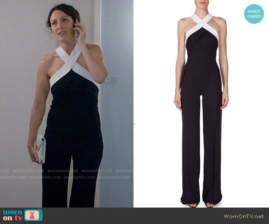 Roland Mouret Halter-Neck Crepe Jumpsuit worn by Abby McCarthy (Lisa Edelstein) on Girlfriends Guide to Divorce