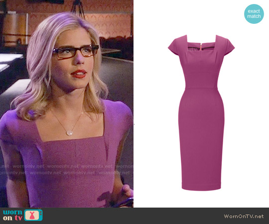 Roland Mouret Jeddler Dress worn by Felicity Smoak (Emily Bett Rickards) on Arrow