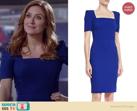 Roland Mouret Parabia Square Neck Peaked Shoulder Dress worn by Sasha Pieterse on PLL