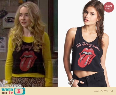 Nordstrom Rolling Stones Cropped Muscle Tank worn by Sabrina Carpenter on Girl Meets World