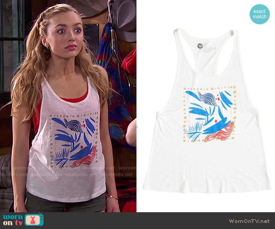 Roxy Marine Park Hu Graphic Tank in Sea Spray worn by Emma Ross (Peyton List) on Bunkd