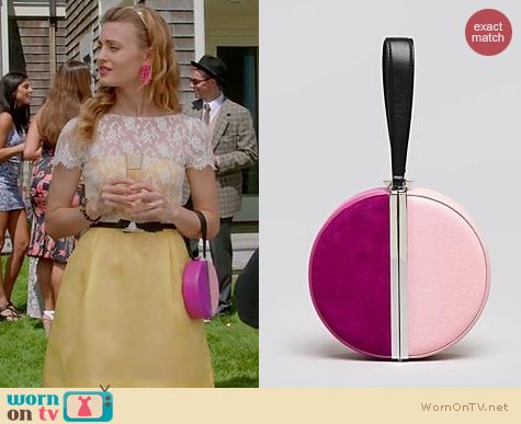 Royal Pains Bags: Diane von Furstenberg Pink Circle Box clutch worn by Brooke D'Orsay