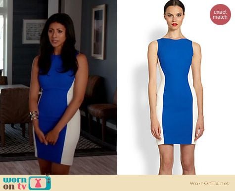 Royal Pains Fashion: Antonio Berardi Colorblock Crepe Dress worn by Reshna Shetty