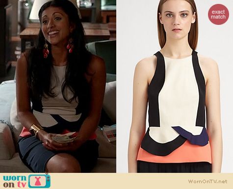 Royal Pains Fashion: Diane von Furstenberg Eon peplum top worn by Reshma Shetty