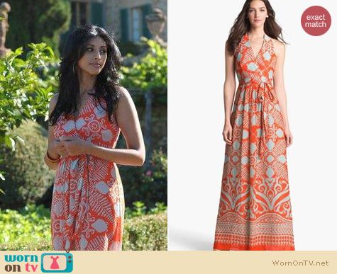 Royal Pains Fashion: Milly Gustavia Maxi dress worn by Reshma Shetty