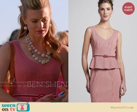 Royal Pains Fashion: Nanette Lepore Striped Peplum dress worn by Brooke D'Orsay