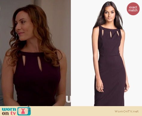 Royal Pains Fashion: Rachel Roy Stretch Sheath dress in truffle worn by Paola Turbay