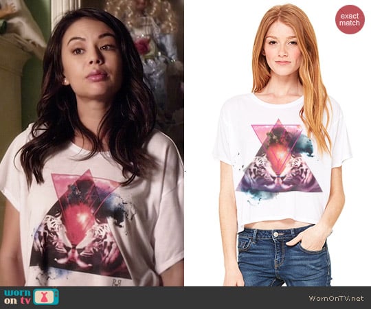 Royal Rabbit Double Trouble Galaxy Tigers Boxy Tee worn by Janel Parrish on PLL