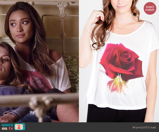 Royal Rabbit Enchanted Rose Perfect Modal Tee worn by Shay Mitchell on PLL