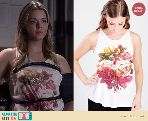 Royal Rabbit Granny Rose High Neck Flowy Tank worn by Sasha Pieterse on PLL