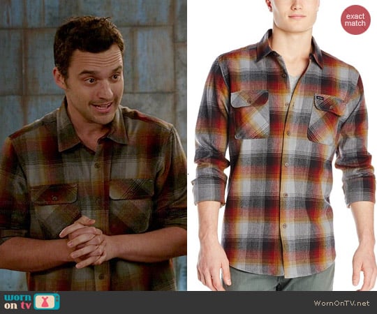 RVCA Kraken Shirt in Red Earth worn by Jake Johnson on New Girl