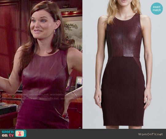 Sachin + Babi Carolina Leather Ponte Dress worn by Katie Logan (Heather Tom) on The Bold and the Beautiful