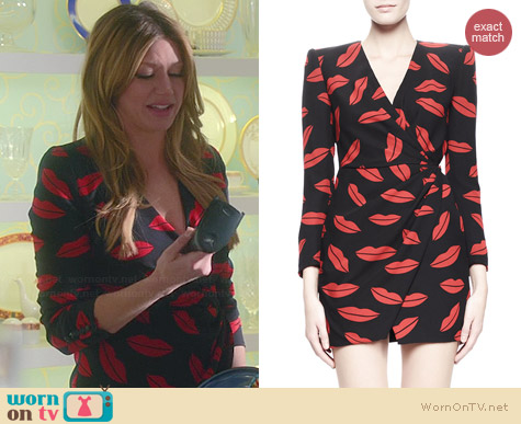 Saint Laurent Lips Print Crossover Dress worn by Jes Macallan on Mistresses