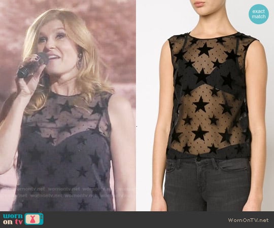 Saint Laurent Velvet Star Tank worn by Rayna Jaymes (Connie Britton) on Nashville