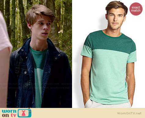 Saks Fifth Avenue Collection Colorblocked Crewneck Tee worn by Colin Ford on Under the Dome