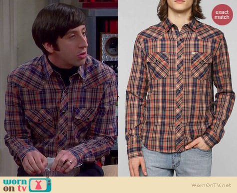 Salt Valley Carrie Wesern Shirt in Bronze worn by Simon Helberg on The Big Bang Theory