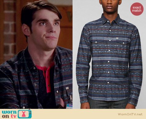 Salt Valley Emery Ikat Denim Western Shirt worn by RJ Mitte on Switched at Birth