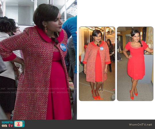 Salvador Perez Custom Made Maternity Dress and Coat worn by Mindy Lahiri (Mindy Kaling) on The Mindy Project